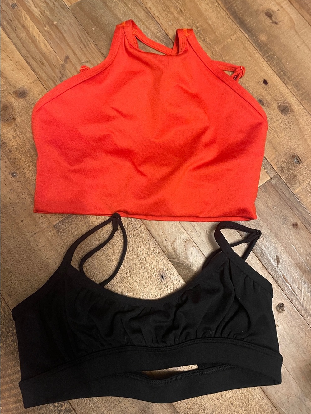 Jo & Jax Tops; Youth Medium Red Cropped  Top & Black Strappy Bralette Set
